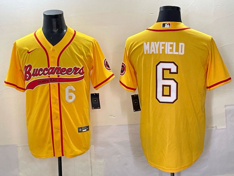 Men 2025 Tampa Bay Buccaneers 6 Mayfield Yellow Joint Name Nike Limited NFL Jersey style 05